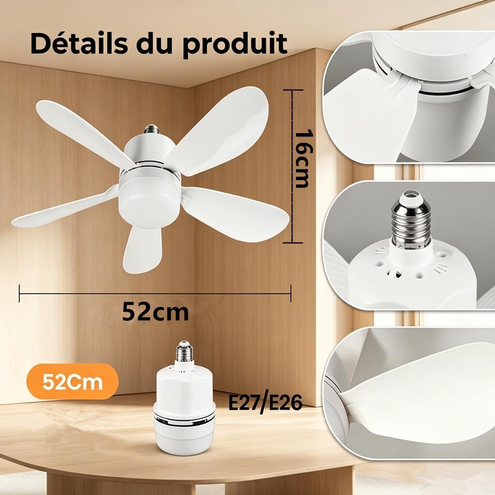 Ventilateur de Plafond avec Lumière LED