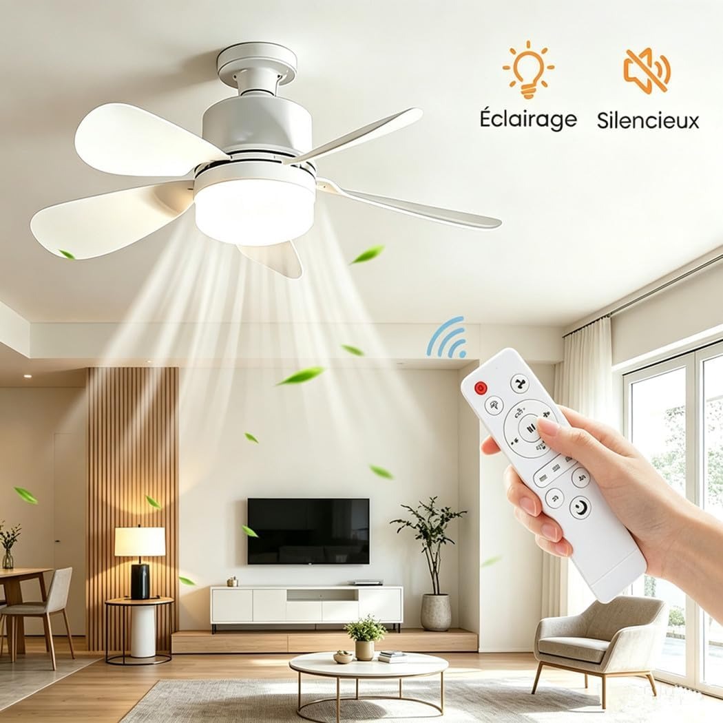 Ventilateur de Plafond avec Lumière LED