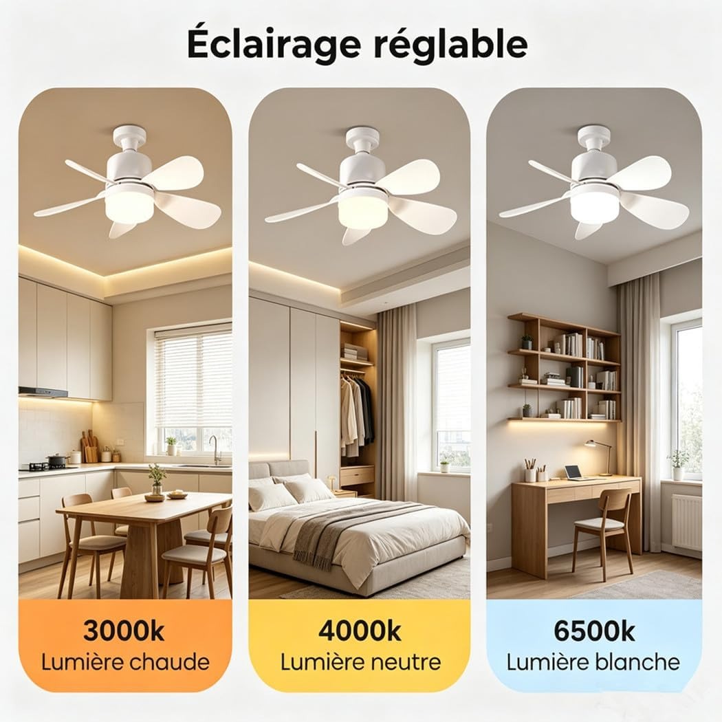 Ventilateur de Plafond avec Lumière LED